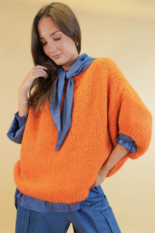  Big Softie Cap Sleeve Knit Top Aperol